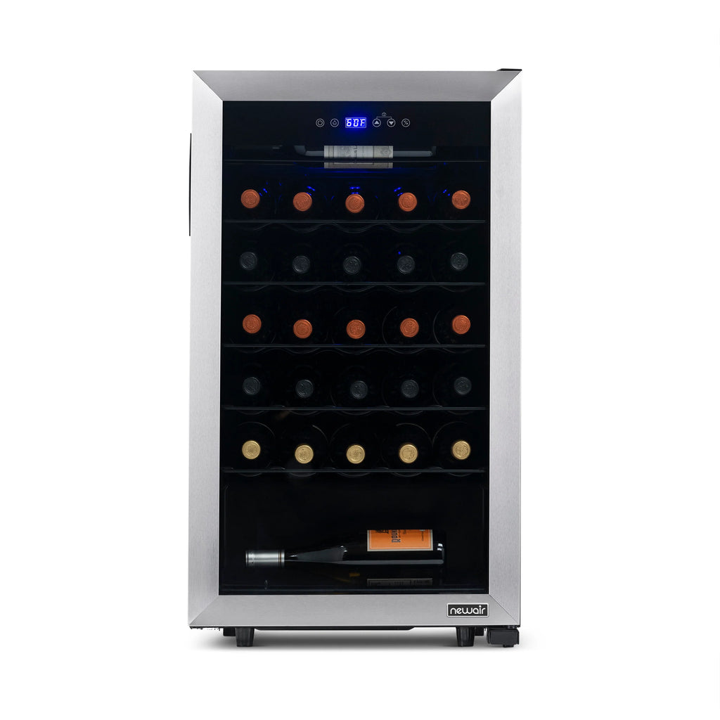 2025 Refrigerador de Vinos Independiente Newair® de Acero Inoxidable – 33 Botellas – 18,9"