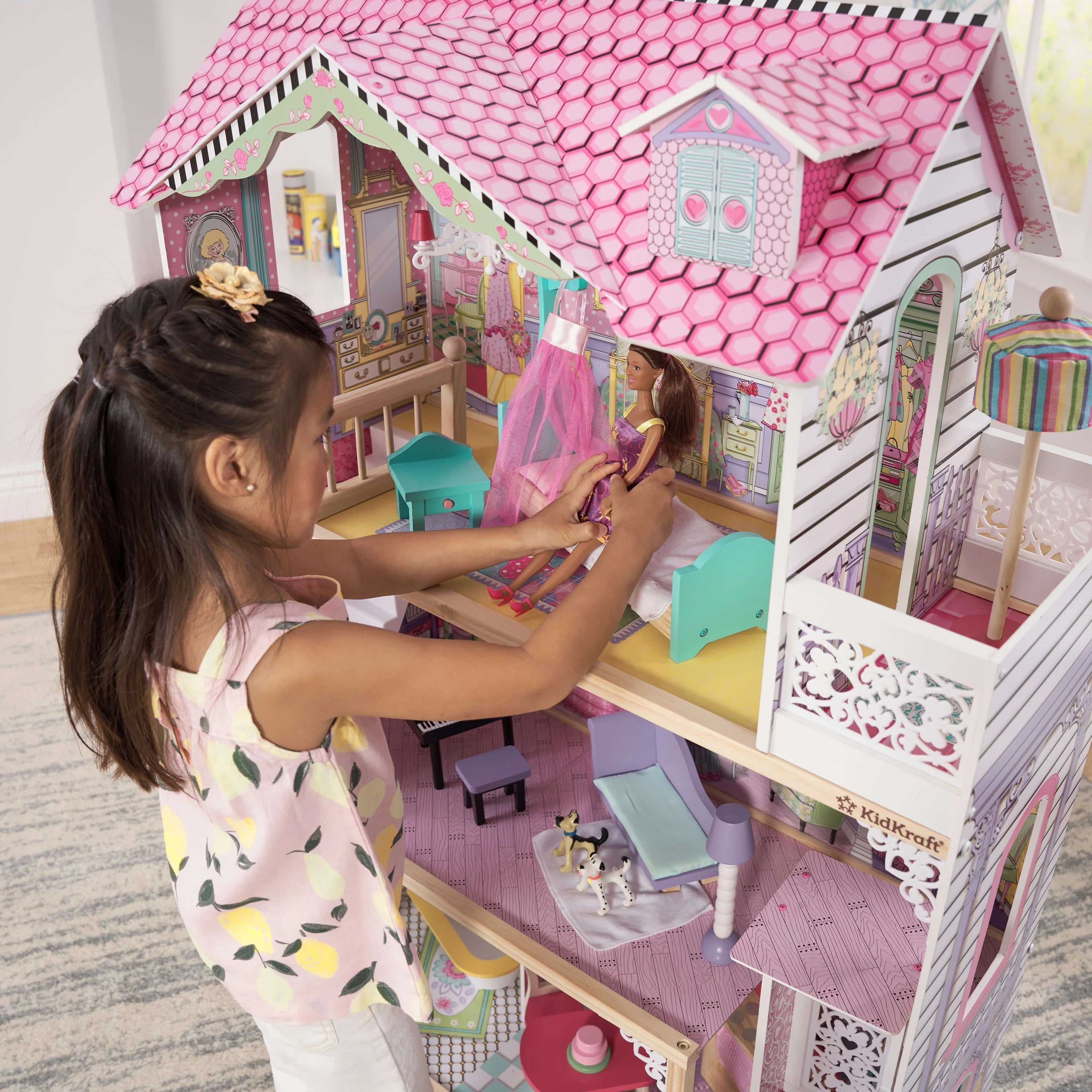 Casa de Muñecas de Madera KidKraft Annabelle con Ascensor y 17 Accesorios