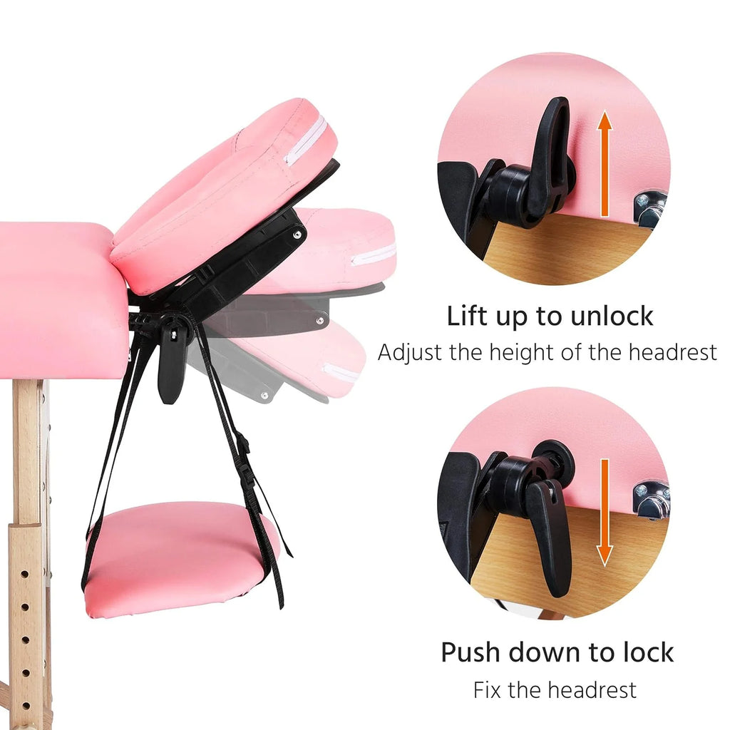 Mesa de Masajes Yaheetech – Mesa Plegable Portátil para Tratamientos, Pestañas, Spa – Mesa de Masaje Ajustable en 2 Secciones con Bolsa No Tejida, 24 pulgadas, Negra