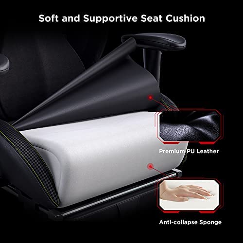 AutoFull Escritorio de Juego y Silla de Oficina con Soporte Lumbar Ergonómico, Estilo Racing, Cuero PU, Silla de Tarea Giratoria Ajustable de Espalda Alta para PC