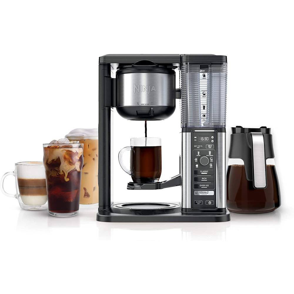 2025 Cafetera Especialidad Ninja con Jarra de Vidrio de 50 Oz, Acabado en Negro y Acero Inoxidable