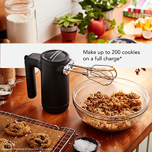 2025 Batidora de Mano Inalámbrica KitchenAid de 7 Velocidades – Modelo KHMB732, Negro Mate