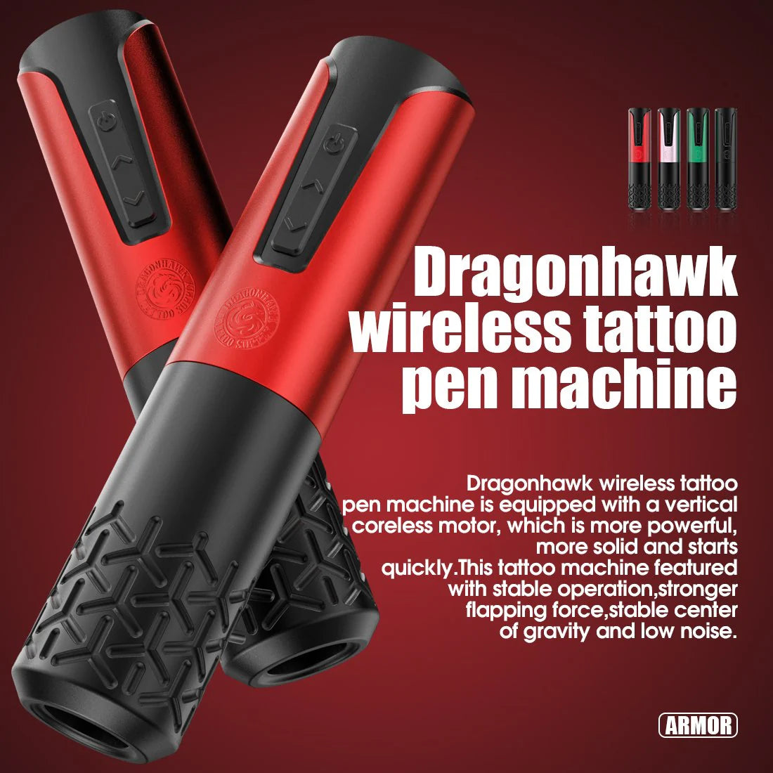 Máquina de Tatuaje Rotativa Inalámbrica Dragonhawk con Baterías Reemplazables