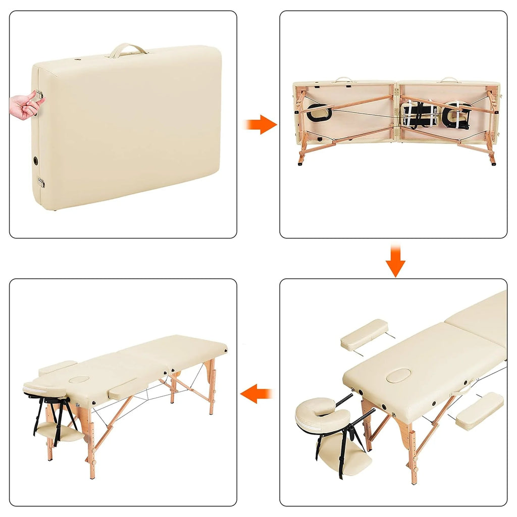 Mesa de Masajes Yaheetech – Mesa Plegable Portátil para Tratamientos, Pestañas, Spa – Mesa de Masaje Ajustable en 2 Secciones con Bolsa No Tejida, 24 pulgadas, Negra