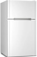 2025 Refrigerador compacto Antarctic Star con congelador separado, mini nevera de doble puerta, estantes ajustables y desmontables, estilo retro de acero inoxidable, para sala/cocina/dormitorio/oficina, 3,2 pies³, verde