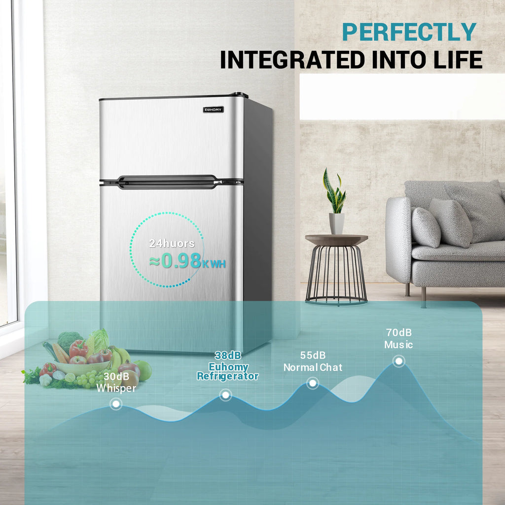 2025 Mini refrigerador EUHOMY de 3,2 pies cúbicos – Empotrable o independiente