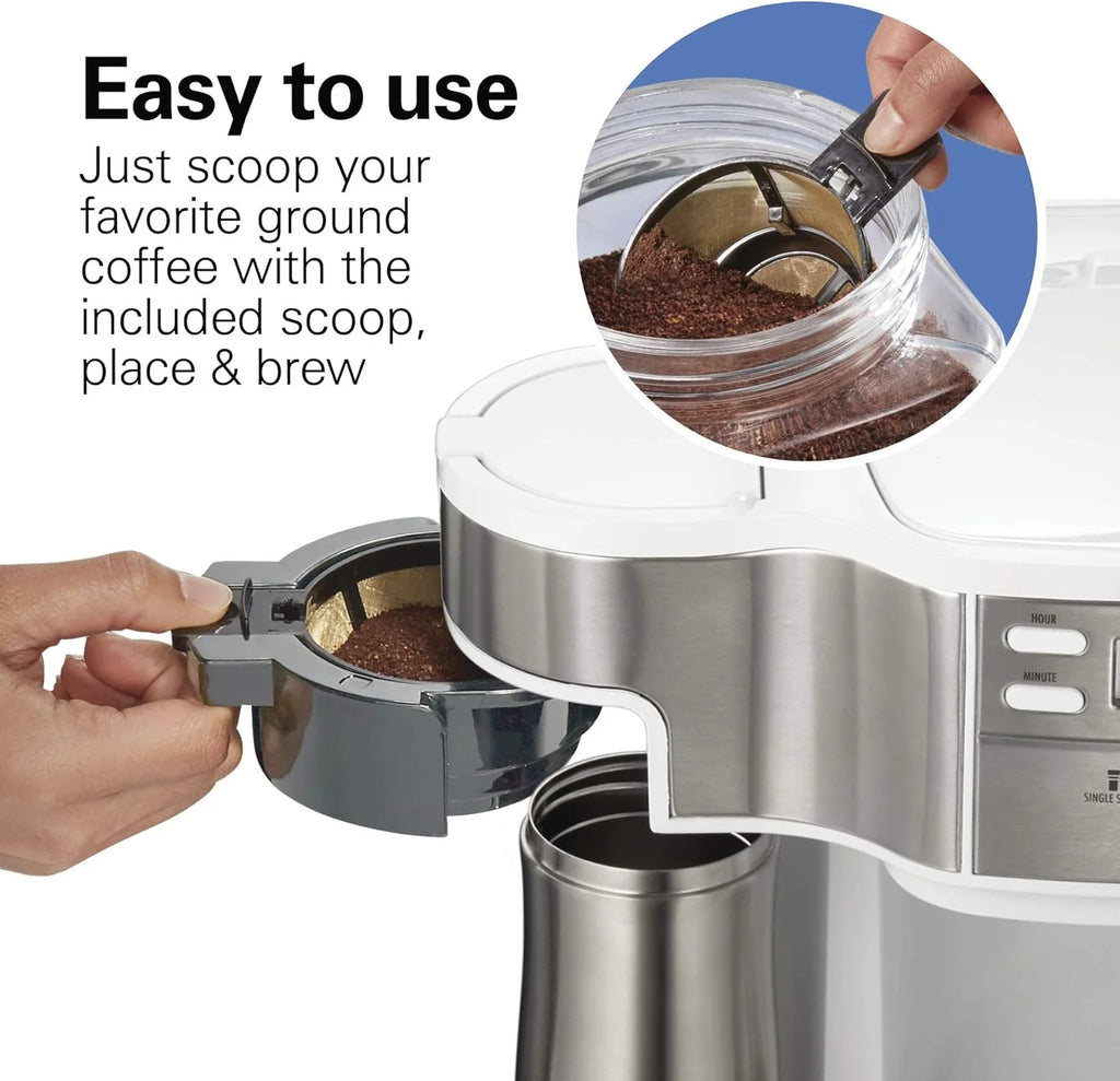 2025 Cafetera de goteo programable 2 en 1 Hamilton Beach, 12 tazas, jarra de vidrio, función pausa y sirve automática, color negro (49980R)