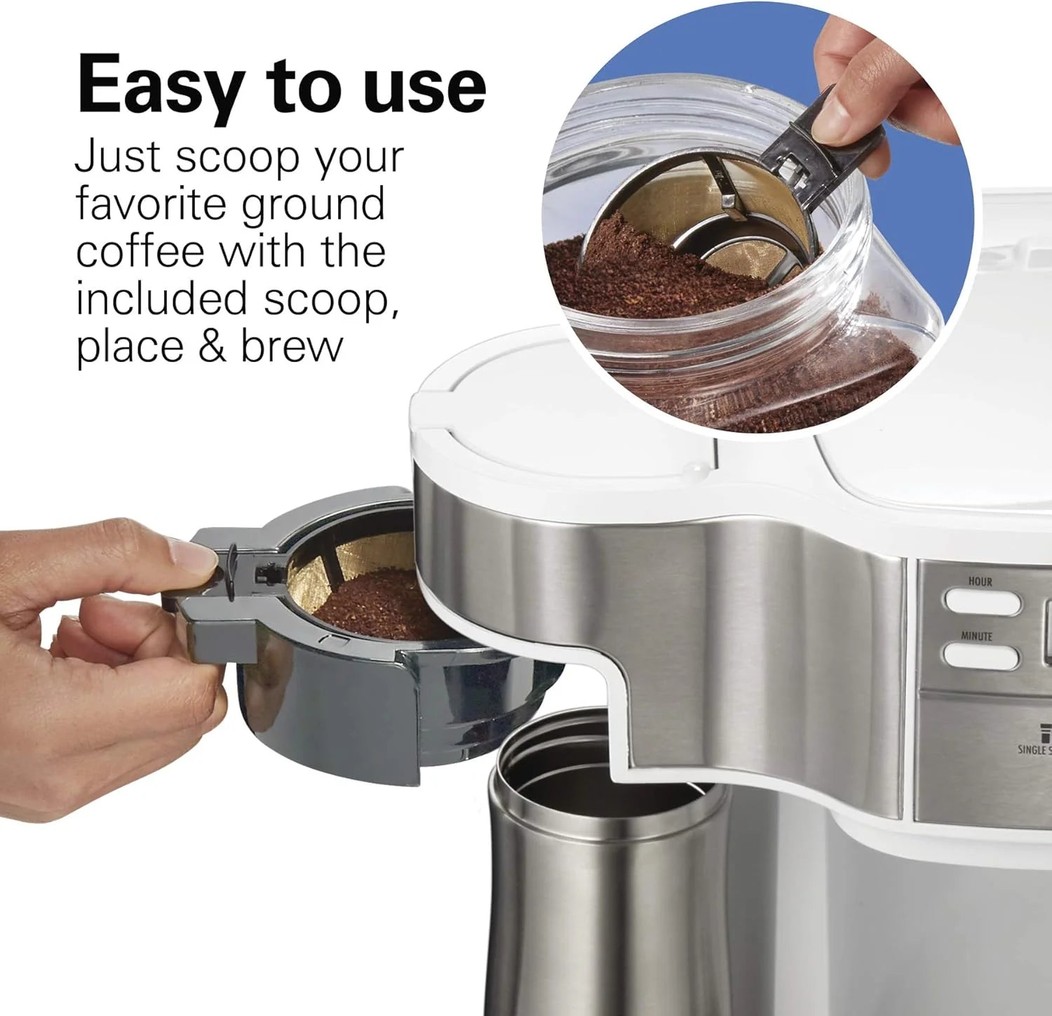2025 Cafetera de goteo programable 2 en 1 Hamilton Beach, 12 tazas, jarra de vidrio, función pausa y sirve automática, color negro (49980R)