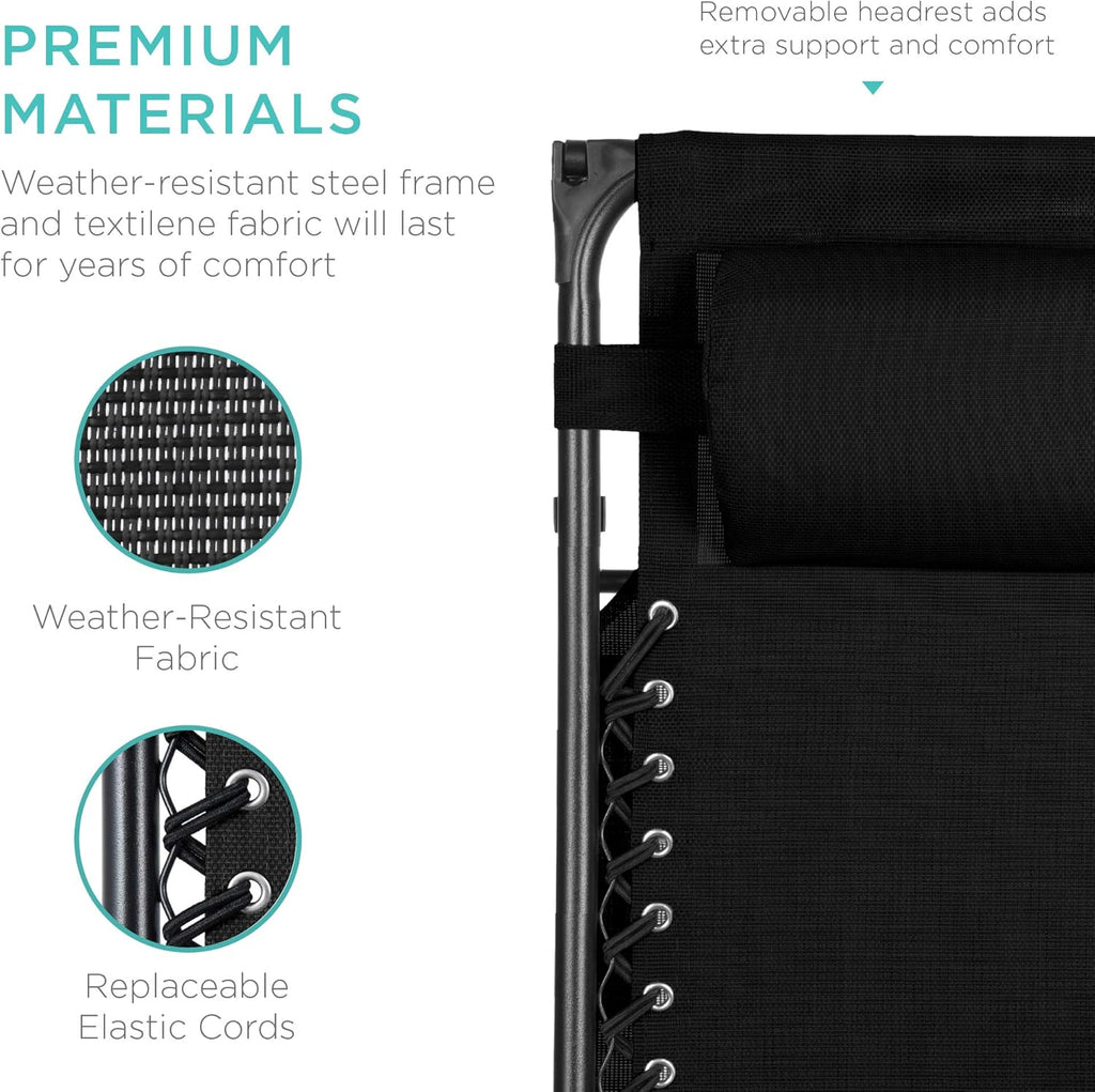 Best Choice Products – Silla Reclinable de Patio con Gravedad Cero, Ajustable y Plegable para Exteriores con Dosel, Almohada Cervical y Bandeja Lateral, Textileno – Azul Pavo Real