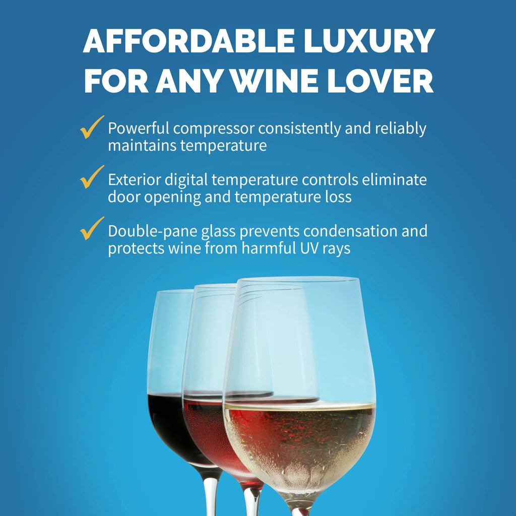 2025 Newair® Refrigerador de Vinos Independiente de Acero Inoxidable – 27 Botellas – 16,9"