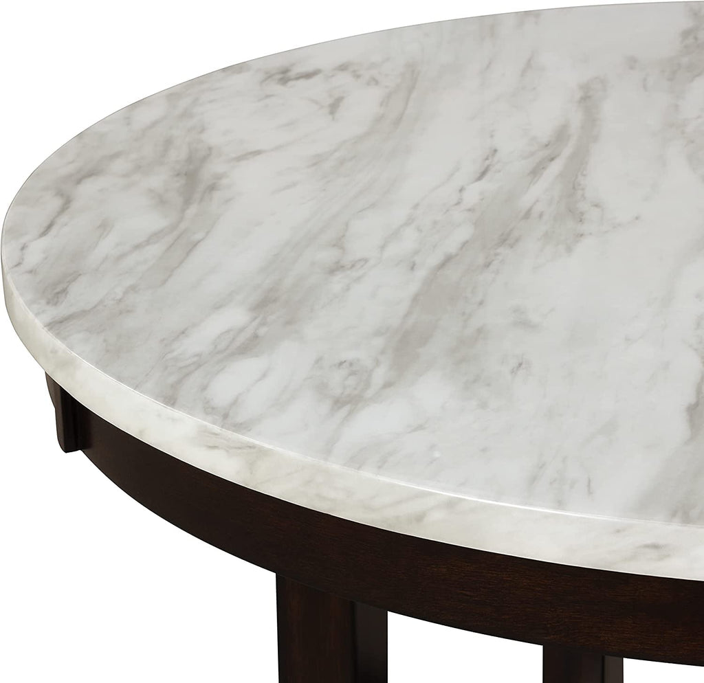 2025 New Classic Furniture Celeste Set de Comedor de 5 Piezas con Mesa Redonda de Mármol Sintético y 4 Sillas, 42 Pulgadas, Gris