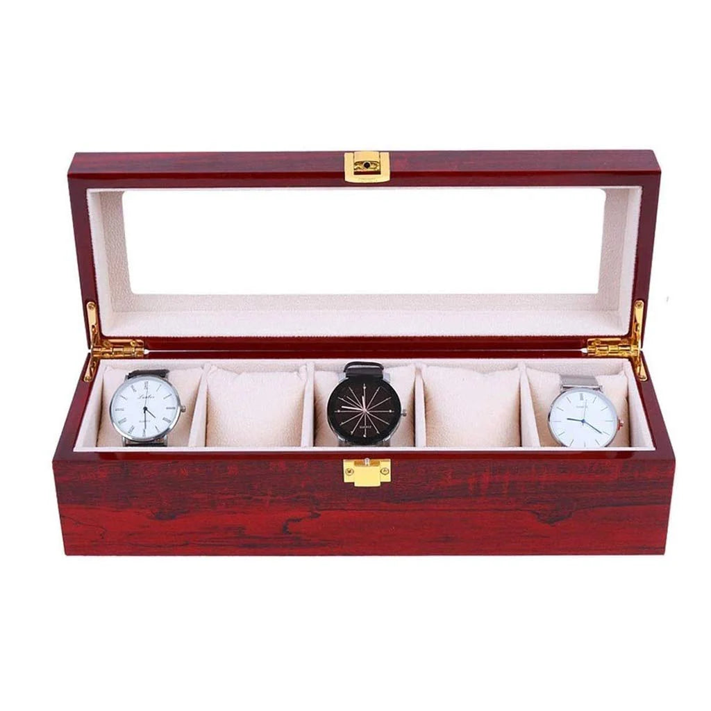 Caja Organizadora de Joyas y Relojes con 6 Compartimentos de Cuero PU – Regalo de Cumpleaños para Hombres y Mujeres
