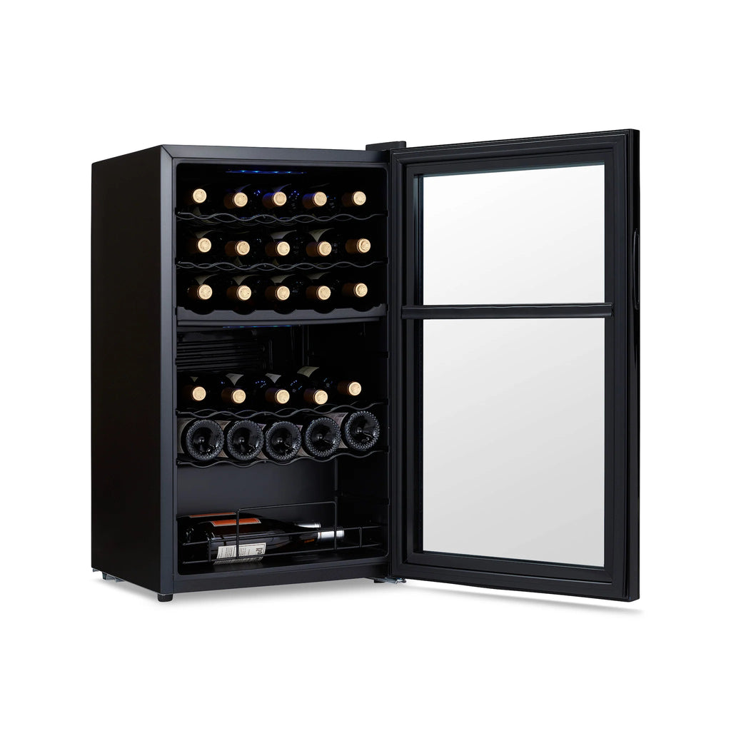 2025 Refrigerador de Vinos Independiente Newair® Negro – 33 Botellas, Doble Zona – 19,5"