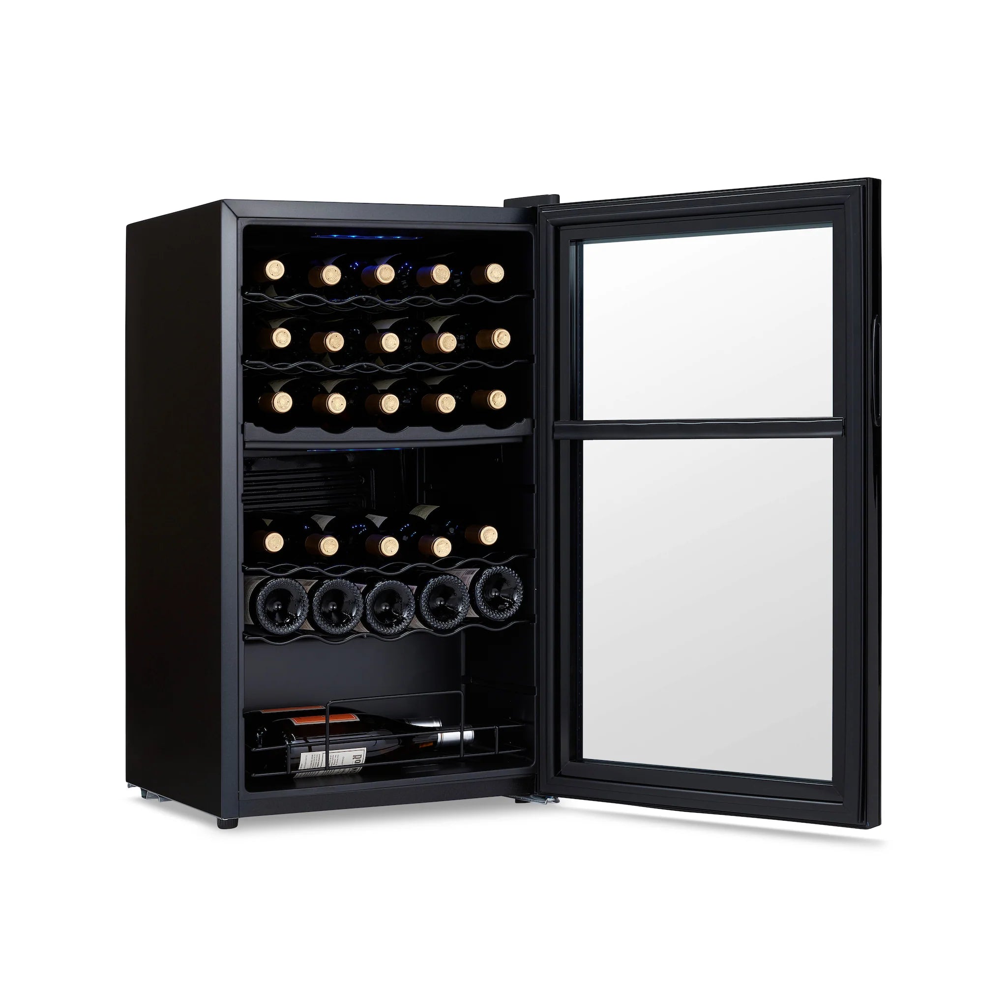 2025 Refrigerador de Vinos Independiente Newair® Negro – 33 Botellas, Doble Zona – 19,5"