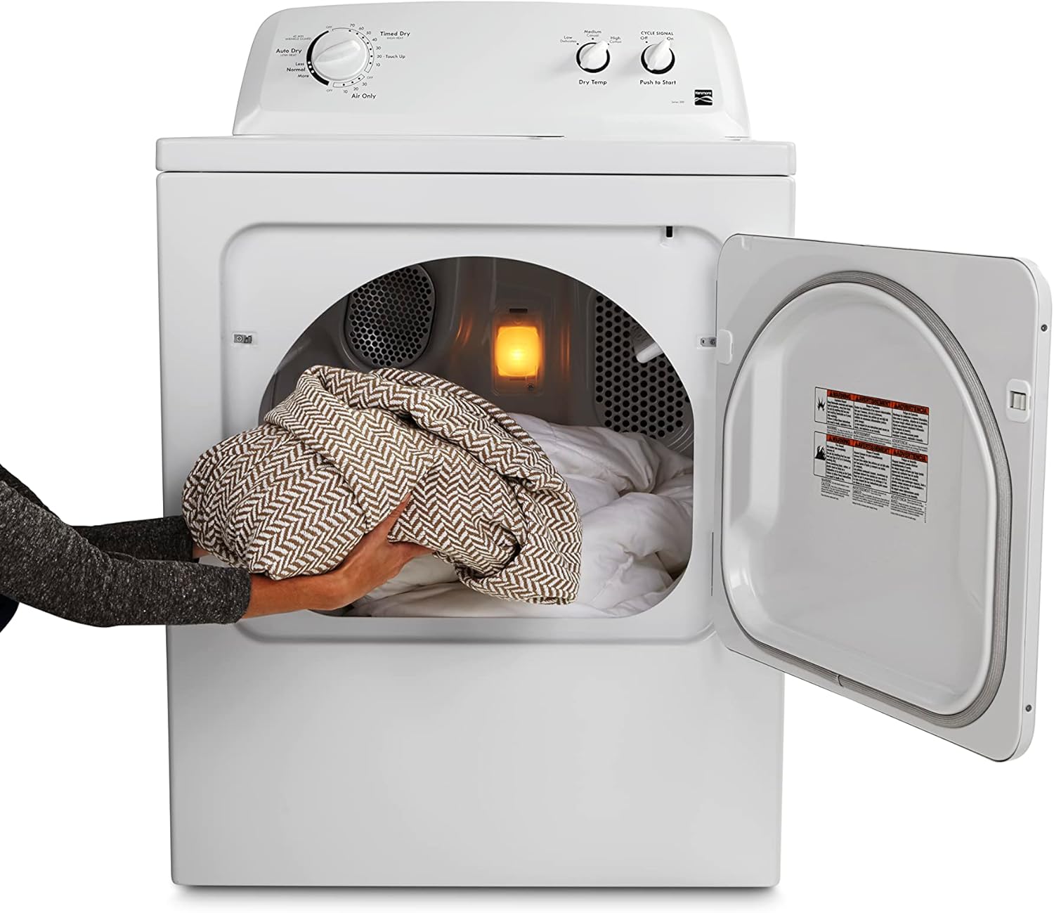 Kenmore Secadora Eléctrica de Carga Frontal de 29" con Protección contra Arrugas y Capacidad Total de 7.0 pies Cúbicos, Color Blanco