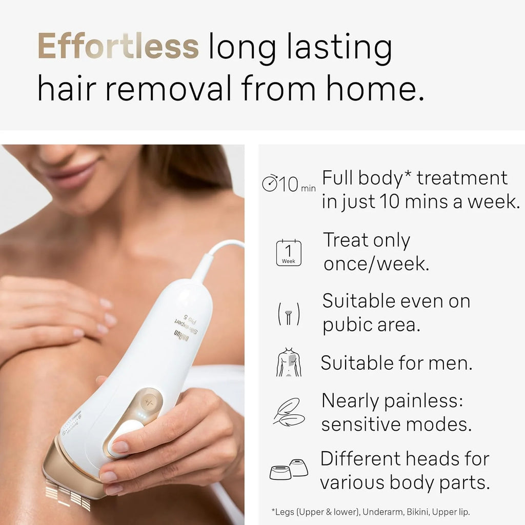 Braun IPL Depiladora Láser para Uso Doméstico para Mujeres y Hombres, Silk Expert Pro 5 PL5137 con Rasuradora Venus Swirl – Reducción Duradera del Vello Corporal y Facial – Con Cable, PL5137