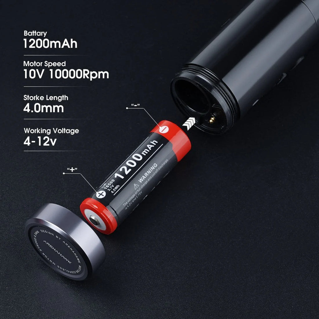 Máquina de Tatuaje Rotativa Inalámbrica Arenahawk A-Power con Recorrido de 4.0 mm