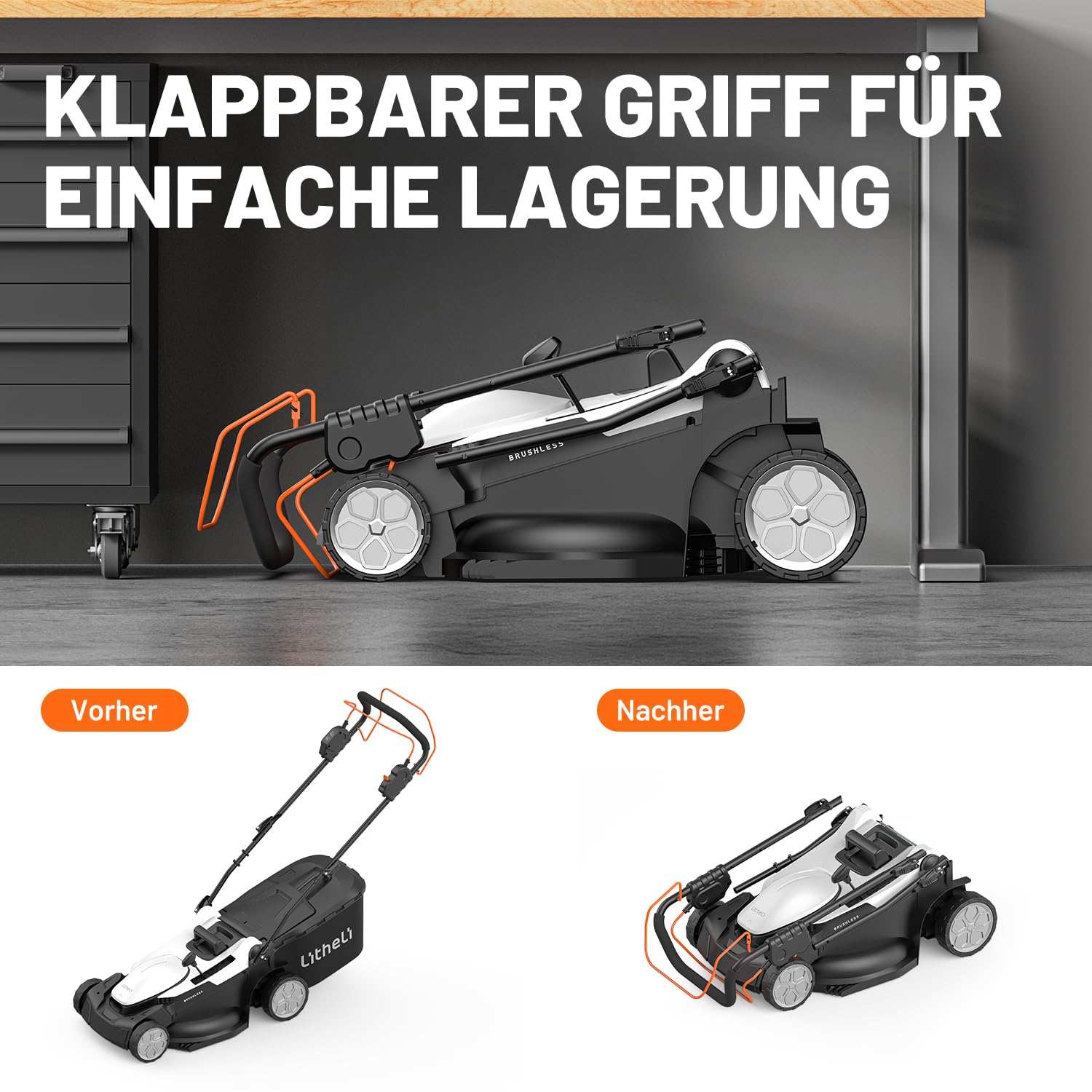 2025 Cortacésped autopropulsado inalámbrico U20 43 cm brushless | Incluye 2 baterías de 4,0 Ah | Corte fácil hasta 500 m²
