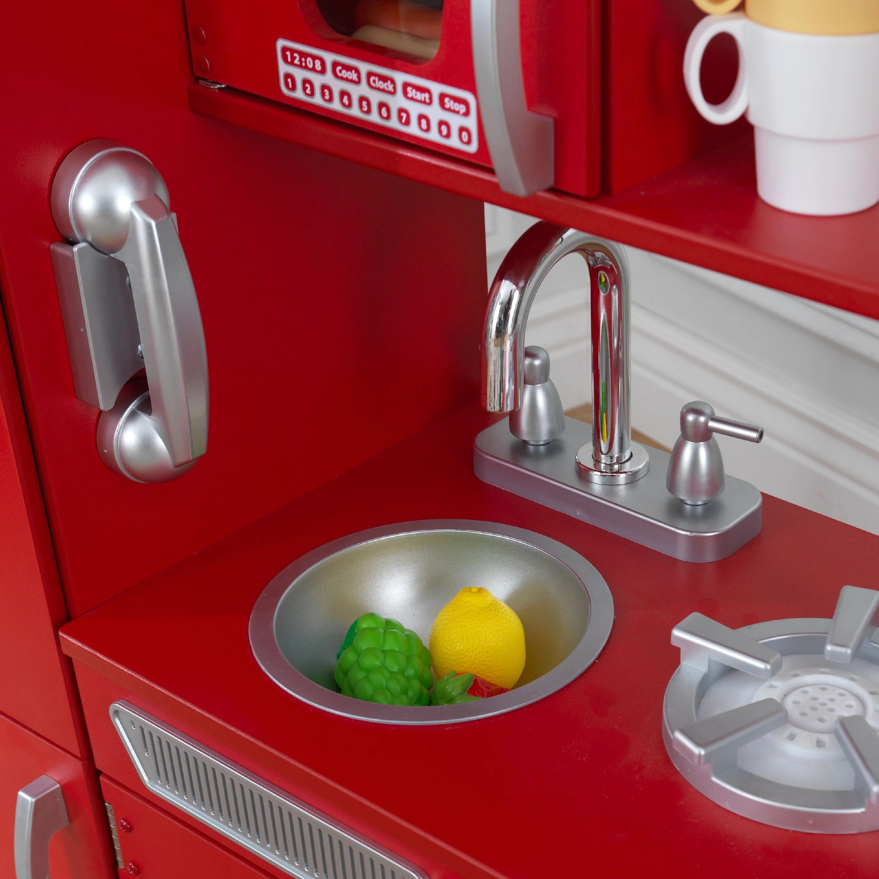2025 Cocina de Juguete KidKraft Vintage Roja de Madera con Teléfono de Juguete