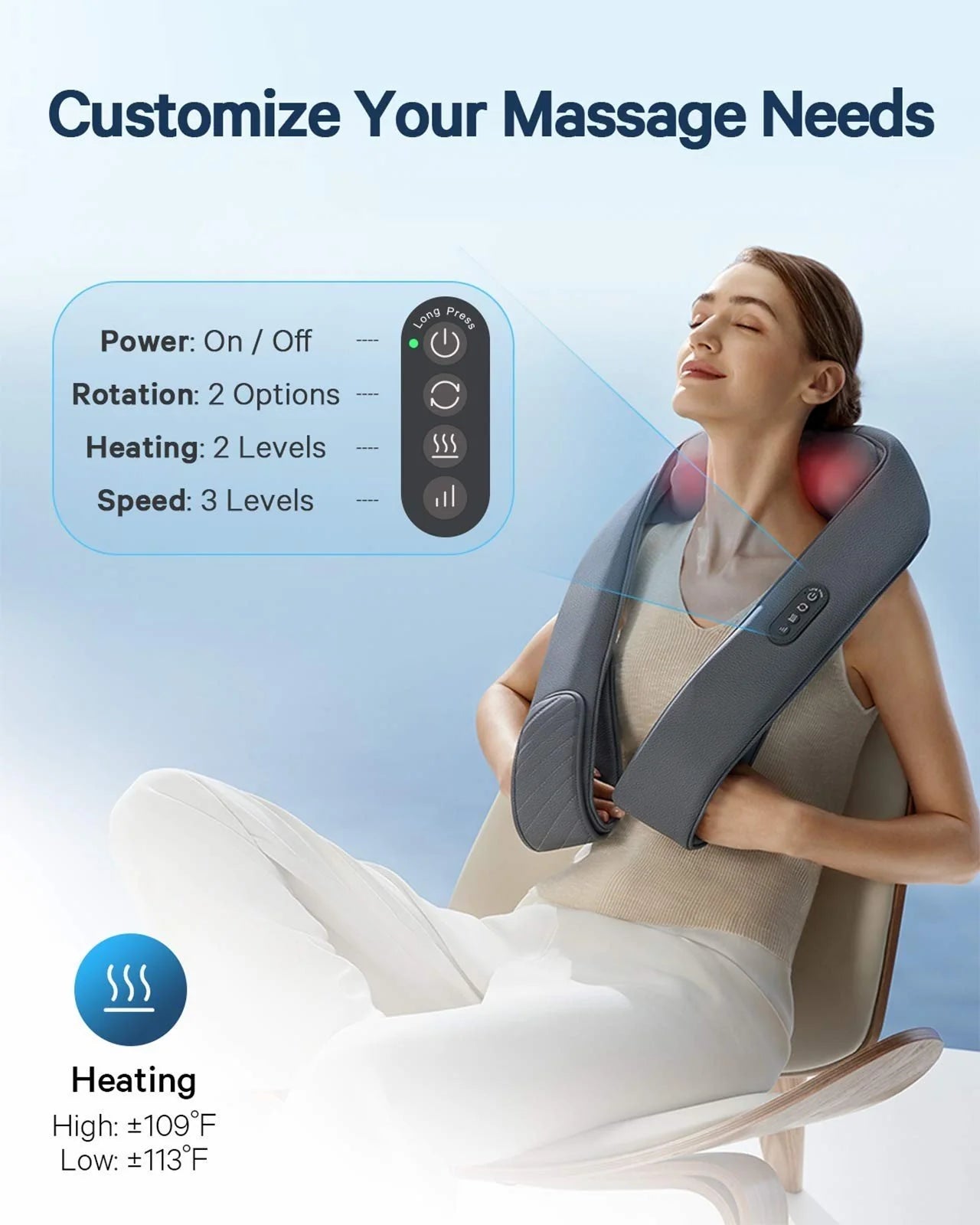 2025 Naipo oCuddle-P1 – Masajeador Inalámbrico Recargable para Cuello y Hombros, Masaje Shiatsu