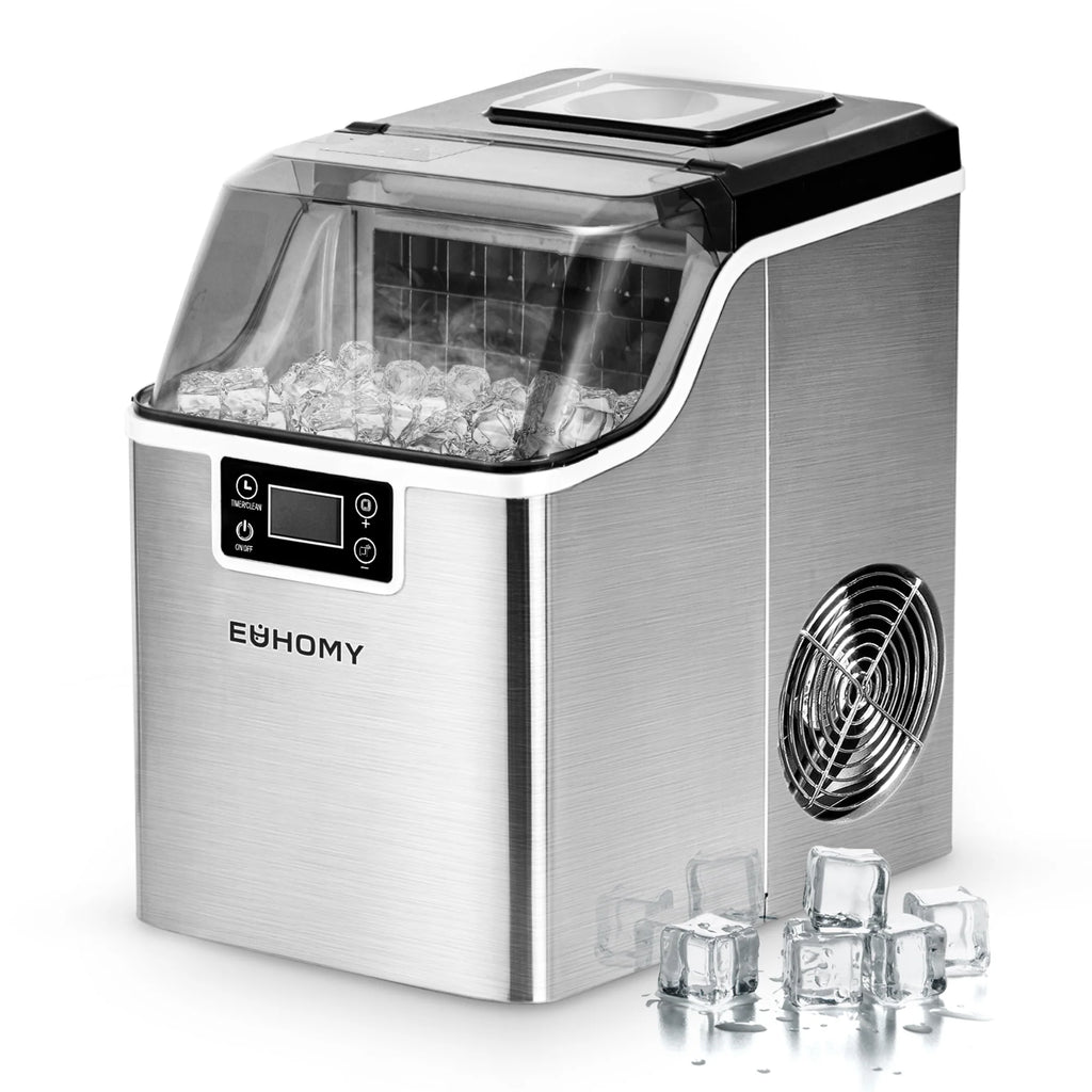 2025 Máquina de hielo compacta EUHOMY 14" Cube – Grosor de hielo ajustable con depósito de agua
