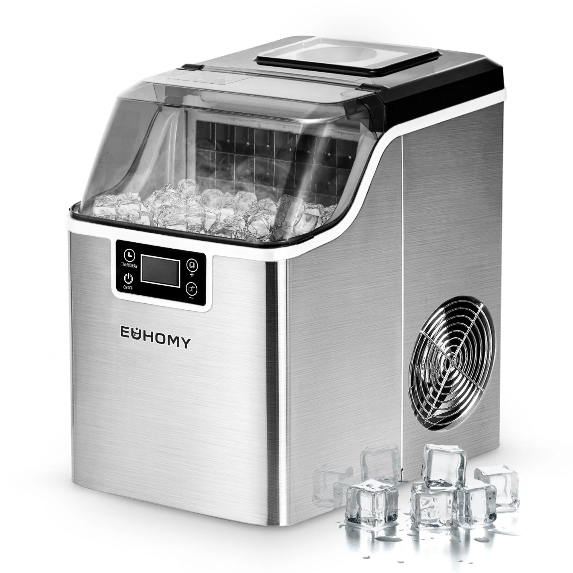 2025 Máquina de hielo compacta EUHOMY 14" Cube – Grosor de hielo ajustable con depósito de agua