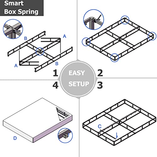 2025 Aardhen King Boxspring estructura para colchón perfil alto 9 pulgadas – Estructura metálica resistente