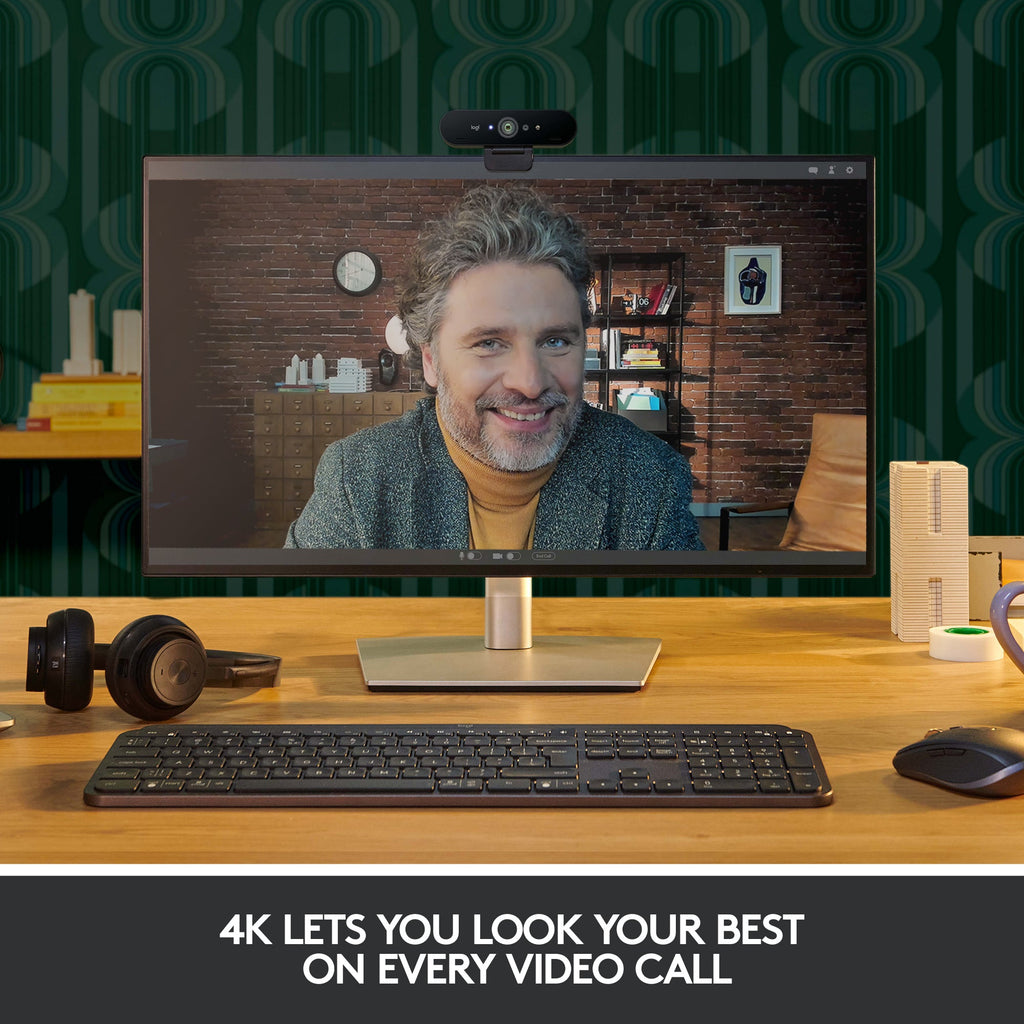 Logitech - Webcam 4K Pro 4096 x 2160 con Micrófono con Cancelación de Ruido - Negro