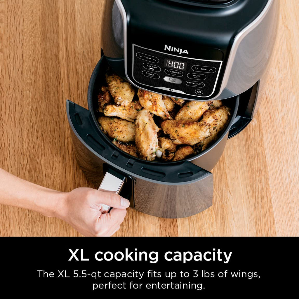 2025 Ninja AF150AMZ Freidora de Aire 5.5 Qt, Recalienta, Deshidrata y Función Multifuncional