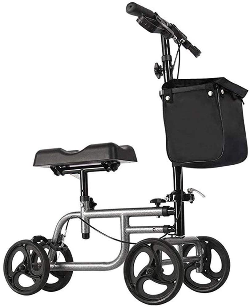 2025 Andador de Rodilla con 4 Ruedas, Scooter de Rodillo Todo Terreno con Altura Ajustable y Bolsas de Almacenamiento