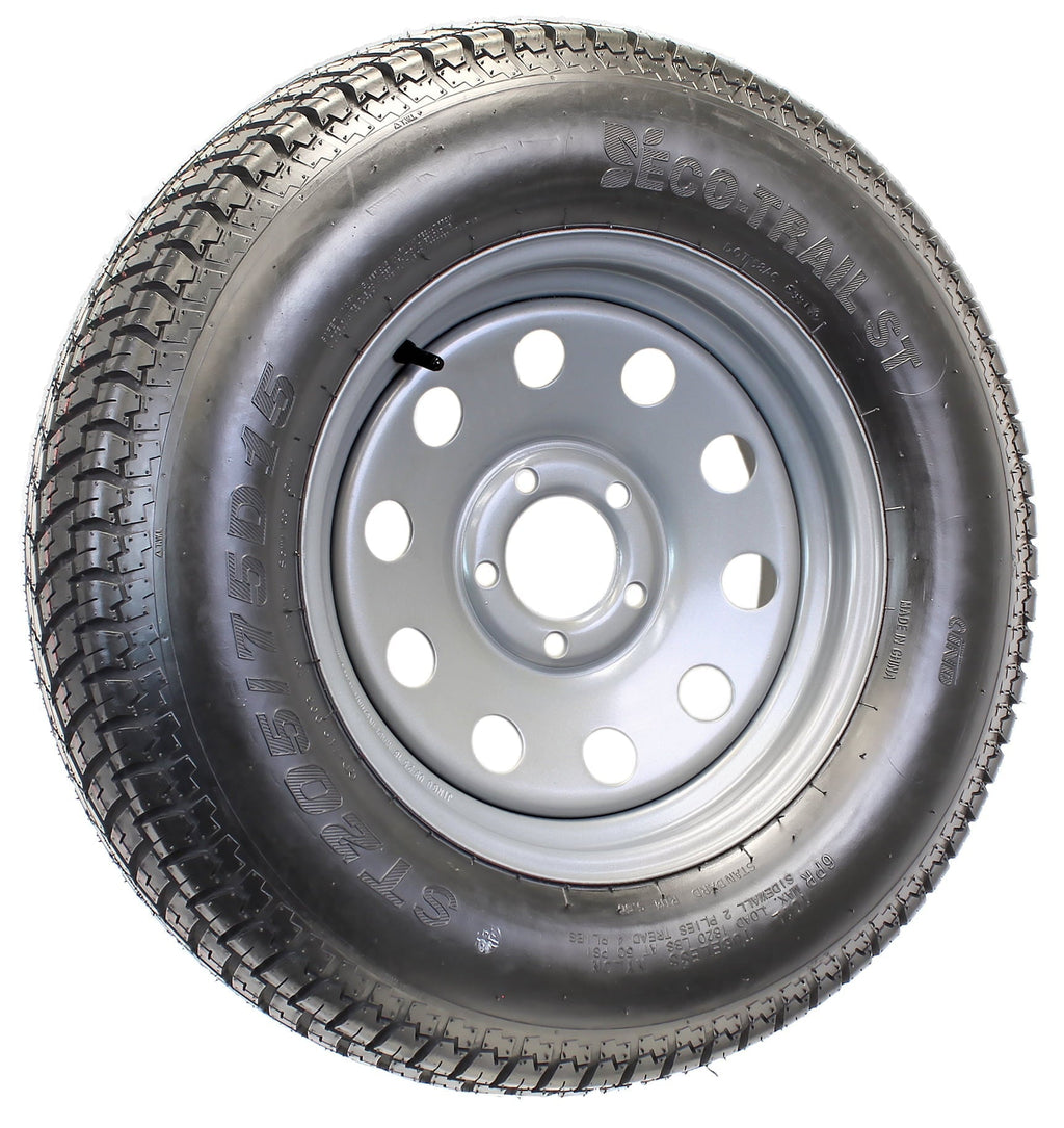 Neumático para Remolque Montado en Rin ST205/75D15 F78-15 205/75-15 LRC Rueda de 5 Pernos Modular Plateada