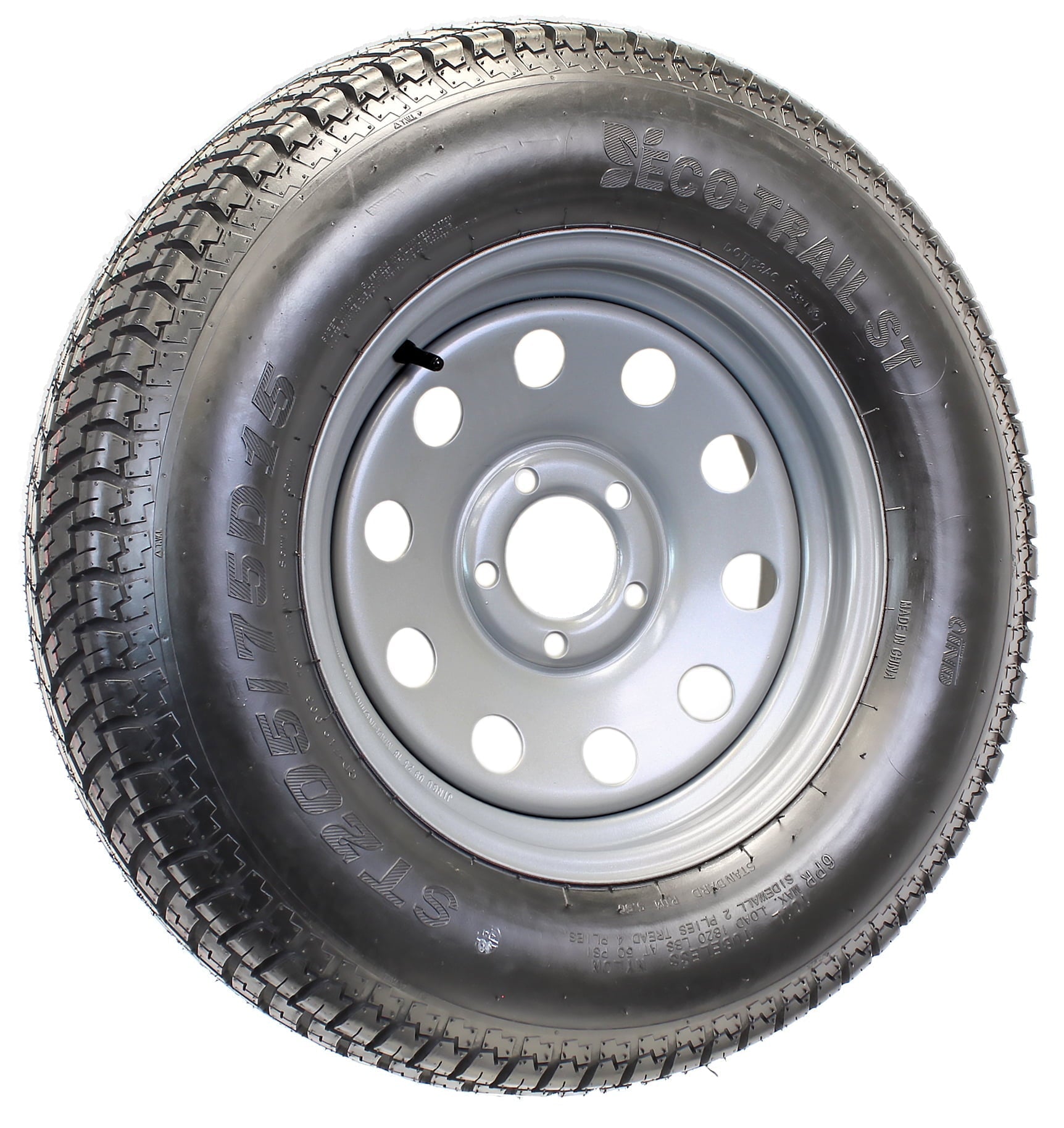 Neumático para Remolque Montado en Rin ST205/75D15 F78-15 205/75-15 LRC Rueda de 5 Pernos Modular Plateada