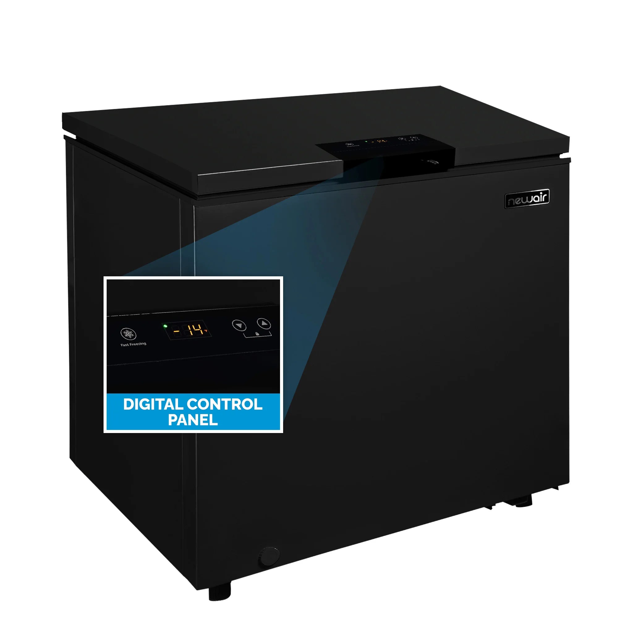 2025 Congelador Horizontal Mini-Profunfo Newair – 5 pies³ – Negro