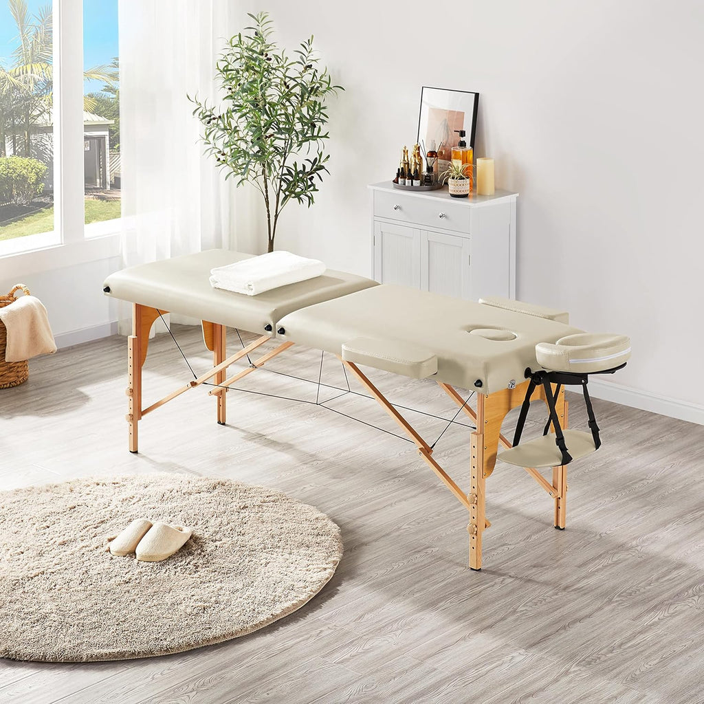 Mesa de Masajes Yaheetech – Mesa Plegable Portátil para Tratamientos, Pestañas, Spa – Mesa de Masaje Ajustable en 2 Secciones con Bolsa No Tejida, 24 pulgadas, Negra
