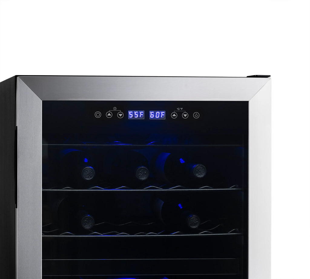 2025 Refrigerador de Vinos Independiente Newair® de Acero Inoxidable – 43 Botellas – 18,9" con Doble Zona