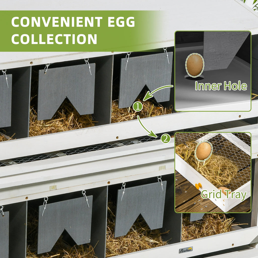 Nido para gallinas PawHut con 2 compartimentos para huevos y 8 bandejas para huevos