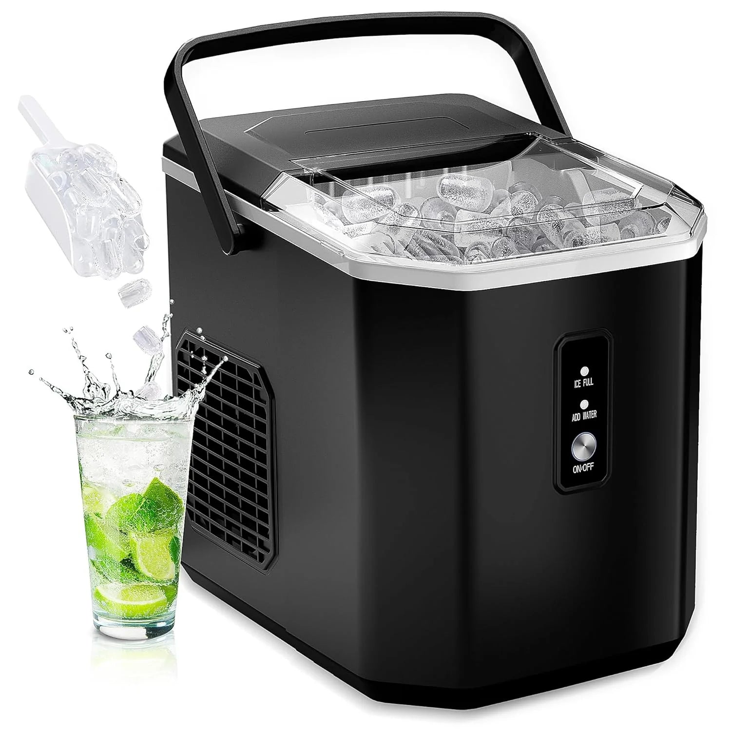 Fabricante de Hielo en Piezas EUHOMY para Mostrador – Listo en 8 Minutos, 16 kg/24H, Autolimpiante, Máquina de Hielo Portátil con Pala y Cubeta, Hielo Sonic Comestible para Casa, Fiestas, Camping o Caravana