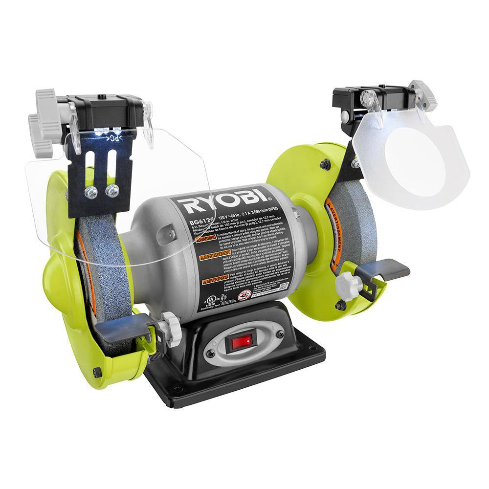 RYOBI Esmeriladora de Banco de 6" 2,1 A con Luz LED – Modelo BG612G