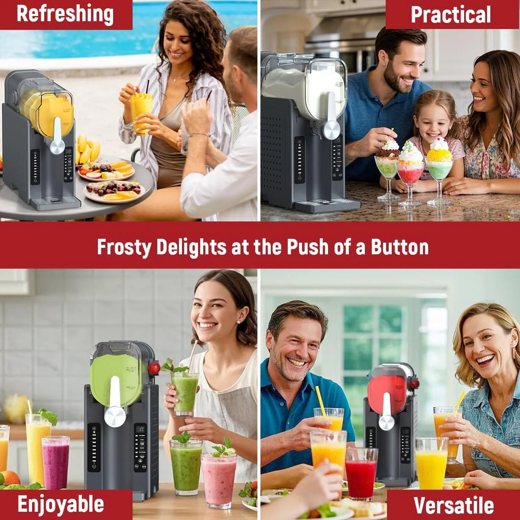 2025 Máquina para granizados UJR – Slushy Maker todo en uno sin hielo, con pantalla de temperatura en tiempo real, autolimpieza y 6 modos preestablecidos | Margaritas, cócteles, frappés, helados, smoothies, batidos