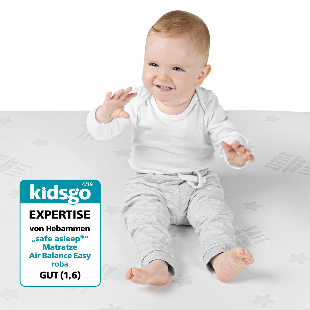 Colchón para bebés y niños COMFORT AIR ROLL safe asleep® con funda de jacquard