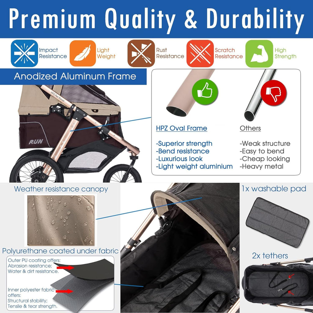Coche Deportivo para Correr con Ruedas de Goma Confort / Entrada sin Cremallera / Plegado Rápido con Una Mano / Estructura de Aluminio para Perros, Gatos y Mascotas Pequeñas o Medianas (Camuflaje Verde)