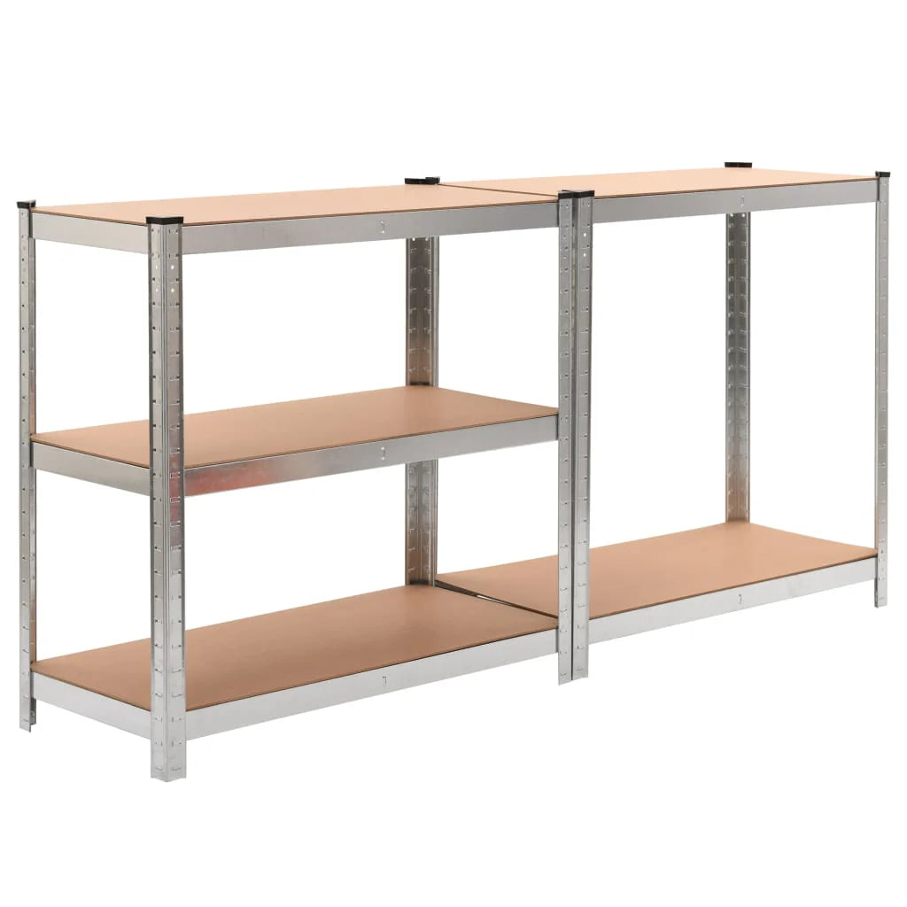 2025 Conjunto de 2 Estanterías de Almacenamiento Resistentes, Metal con MDF, 90 x 40 x 180 cm, Plateado