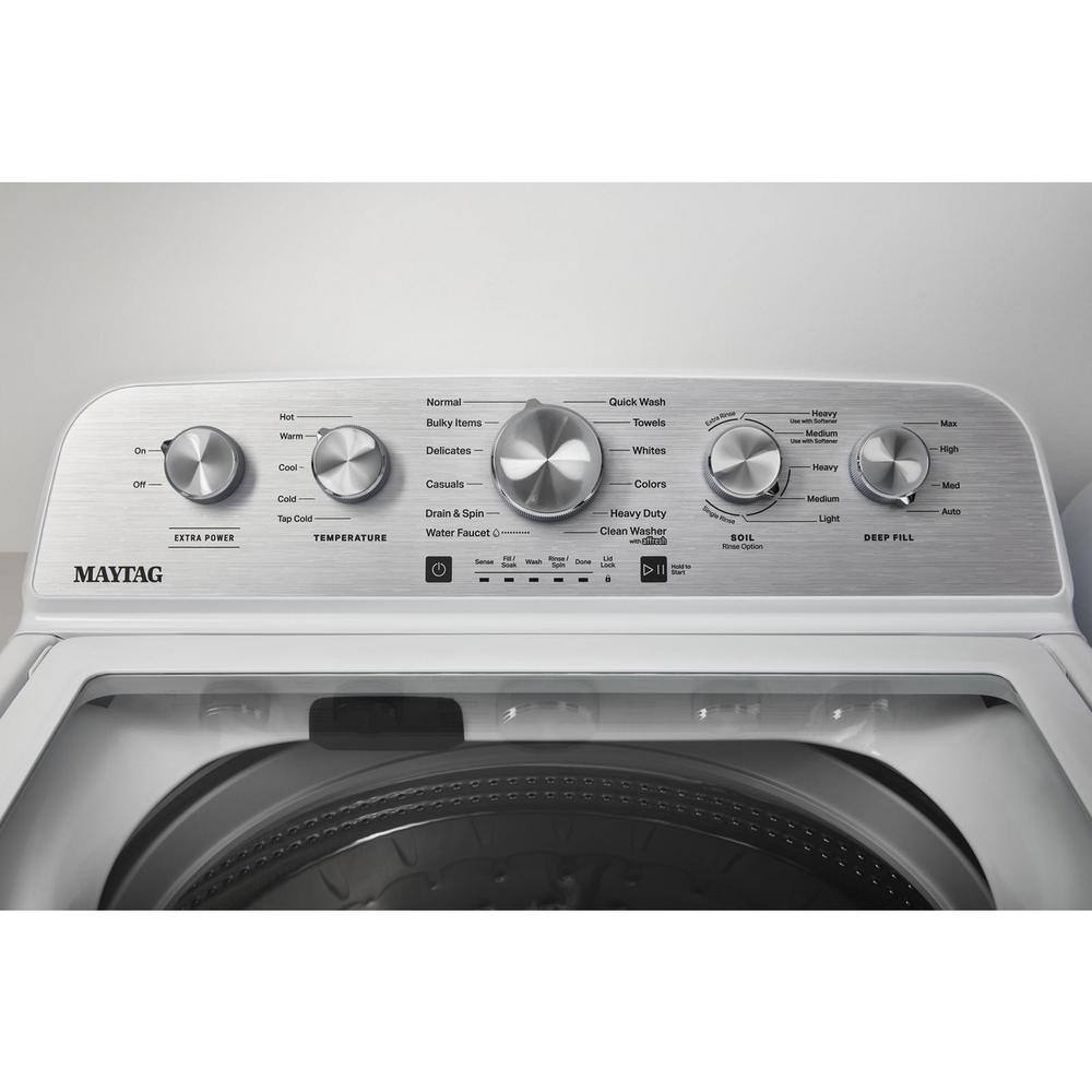 2025 Lavadora de carga superior Maytag de 4.8 pies³ con Extra Power Boost, blanca – Modelo MVW5430MW