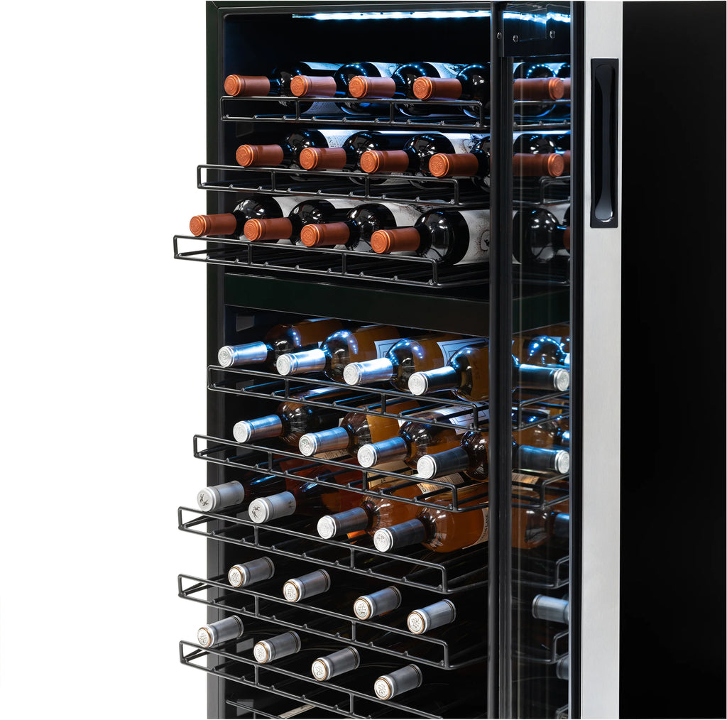 2025 Refrigerador de Vinos Independiente Newair® de Acero Inoxidable – 76 Botellas – 23" con Doble Zona