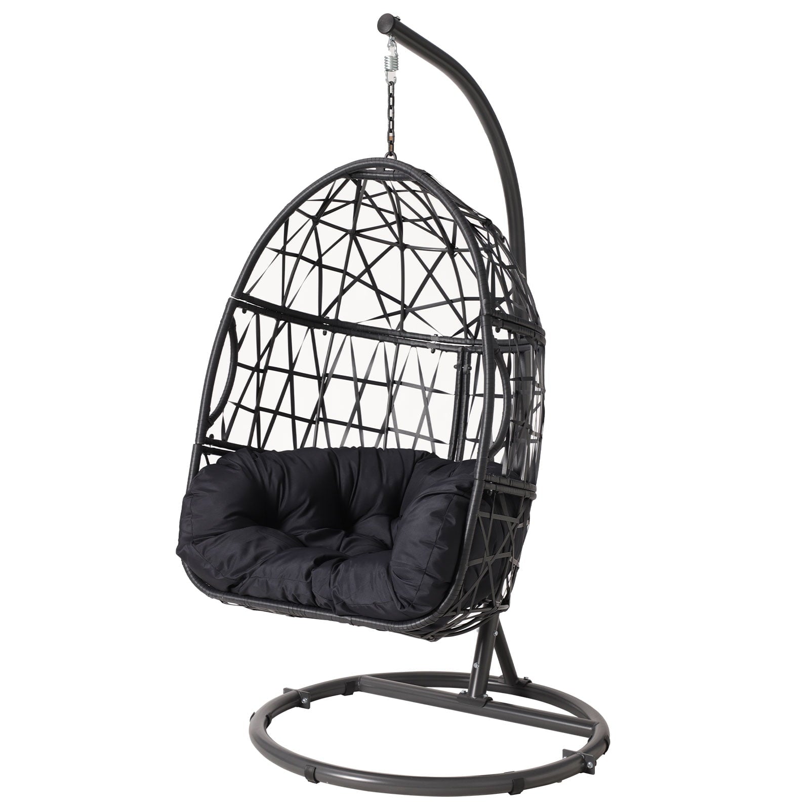 Silla Colgante Tipo Huevo Haverchair con Soporte para Exteriores, Patio, Mimbre y Cojín