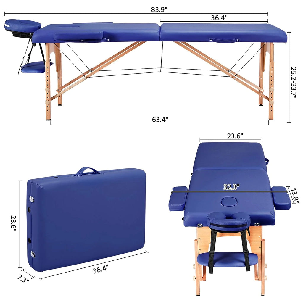 Mesa de Masajes Yaheetech – Mesa Plegable Portátil para Tratamientos, Pestañas, Spa – Mesa de Masaje Ajustable en 2 Secciones con Bolsa No Tejida, 24 pulgadas, Negra