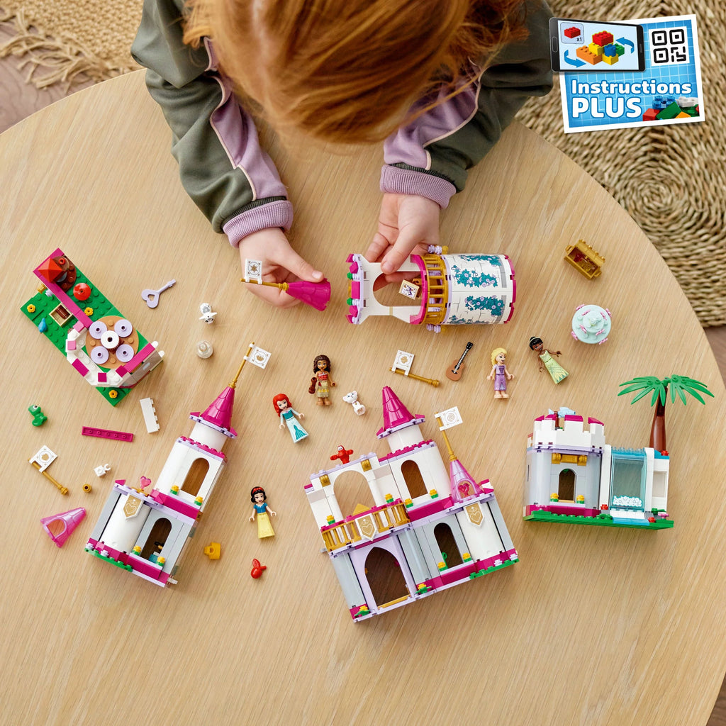 LEGO Disney Princesas Castillo de la Aventura Definitiva, Set de Construcción de Juguete, Incluye 5 Mini Muñecas de Princesas Disney: Ariel, Rapunzel y Blancanieves, Regalo Disney para Niños y Niñas, 43205