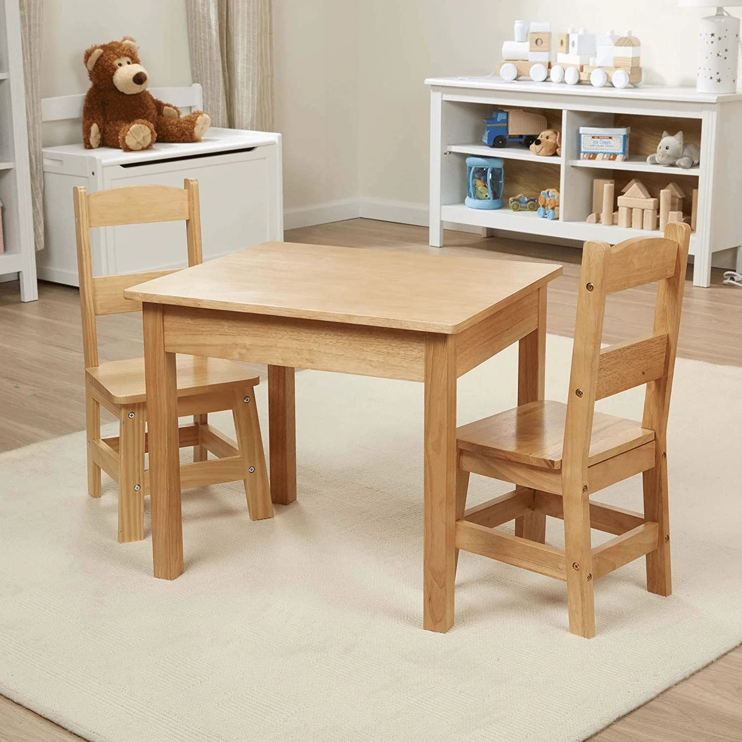 Melissa & Doug Mesa de Madera y 2 Sillas, Rubio