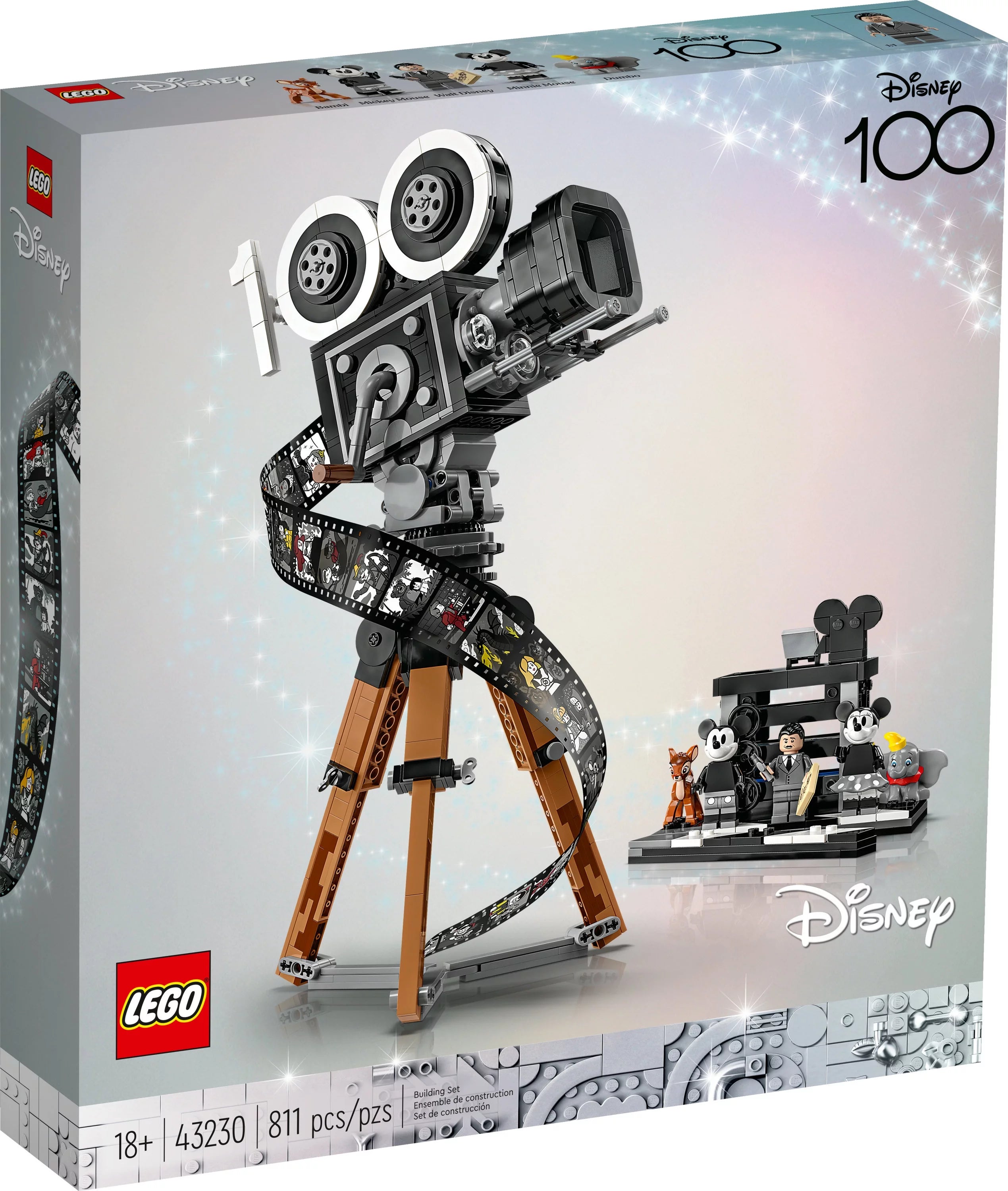 LEGO Disney Cámara Tributo a Walt Disney 43230 Set de Construcción para Fans de Disney, Celebra Disney 100 con una Pieza Coleccionable Perfecta para Jugar y Exhibir, Regalo Divertido para Constructores y Fans Adultos
