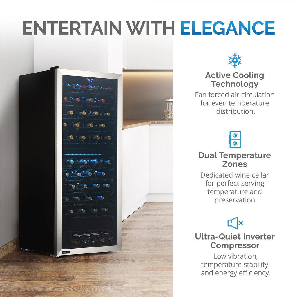 2025 Refrigerador de Vinos Independiente Newair® de Acero Inoxidable – 98 Botellas – 23" con Doble Zona